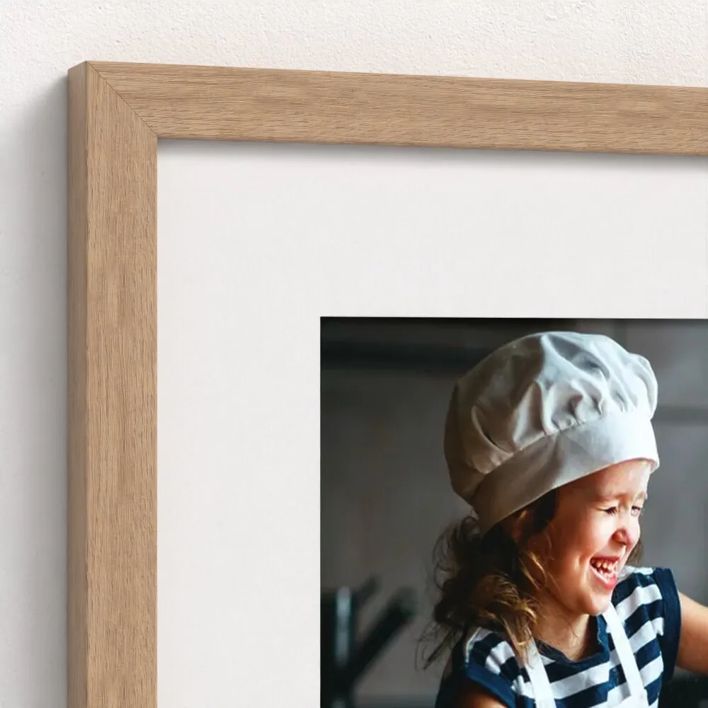 Example of natural framed print mockup, corner view