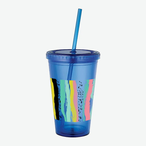 Insulated Acrylic Tumbler with Lid and Straw, 16 oz double walled